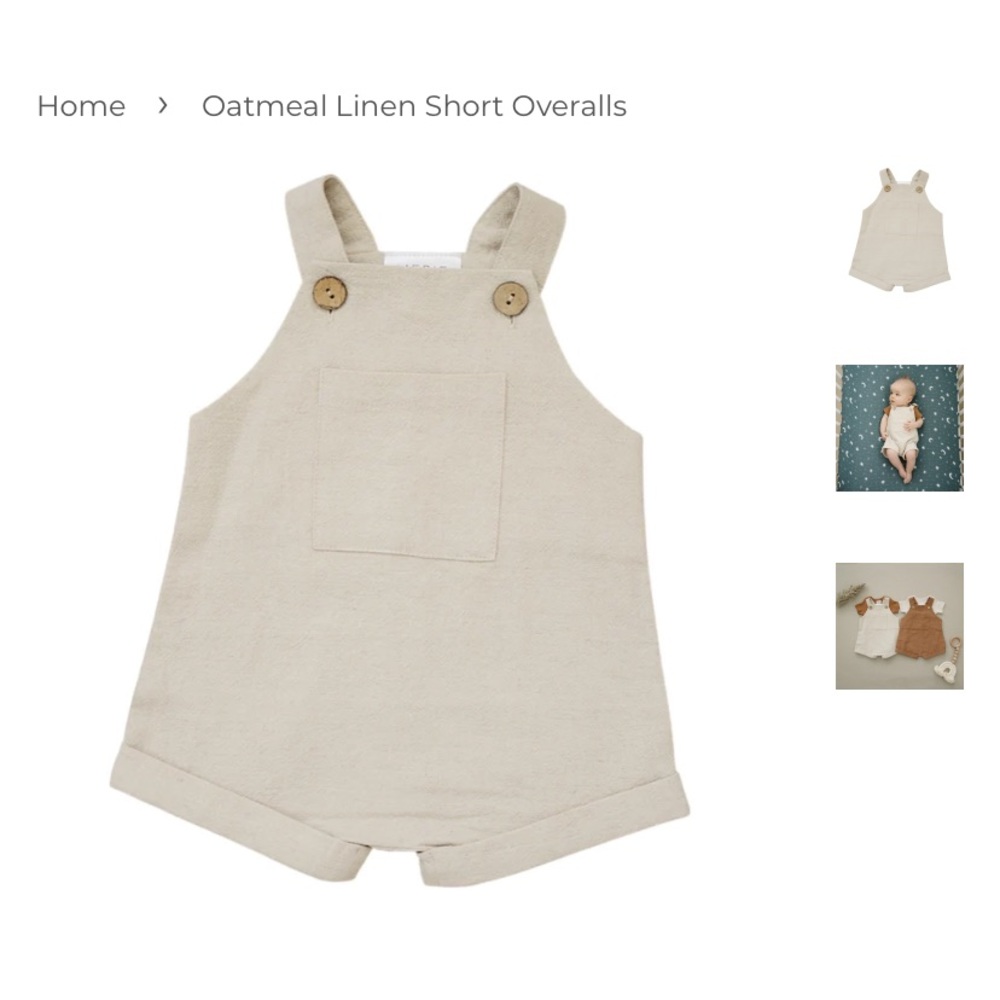 Mebie Baby Oatmeal Short Overalls 6-12